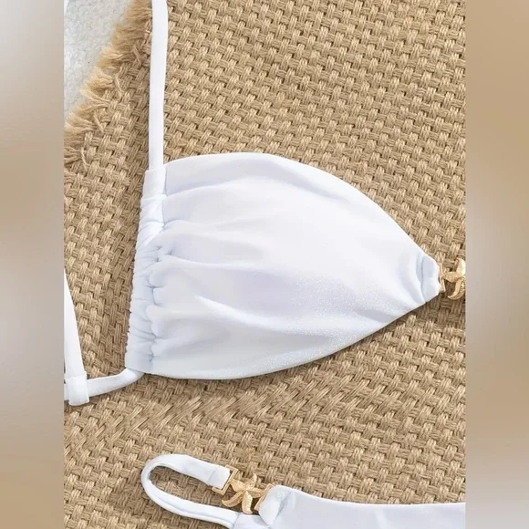 White with Gold Starfish accent Bikini Set - NWOT - Picture 4 of 7